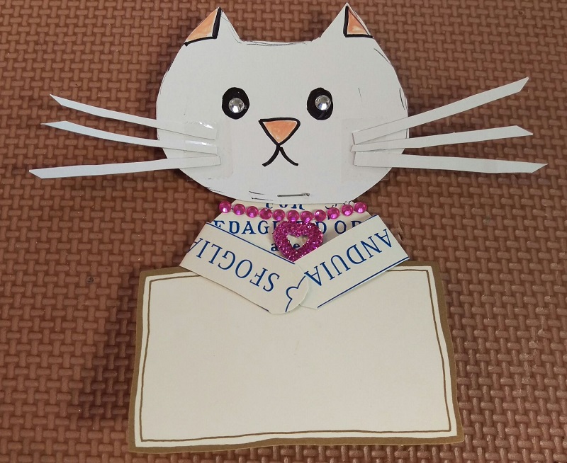 ネコメッセージカード入れの作り方How to make a cat message card   holder